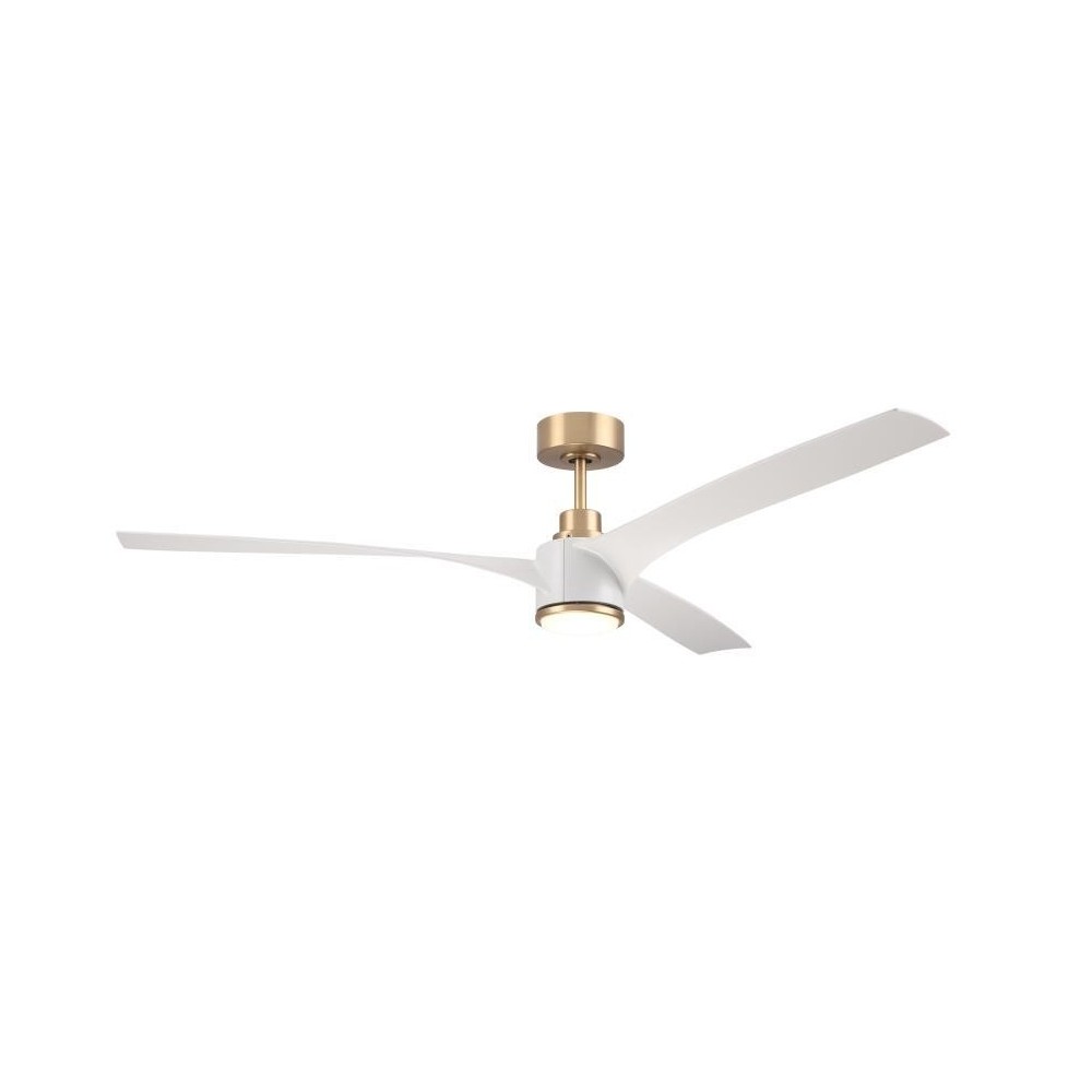 60" Phoebe, Satin Brass Finish, White Blades Included, Light kit included