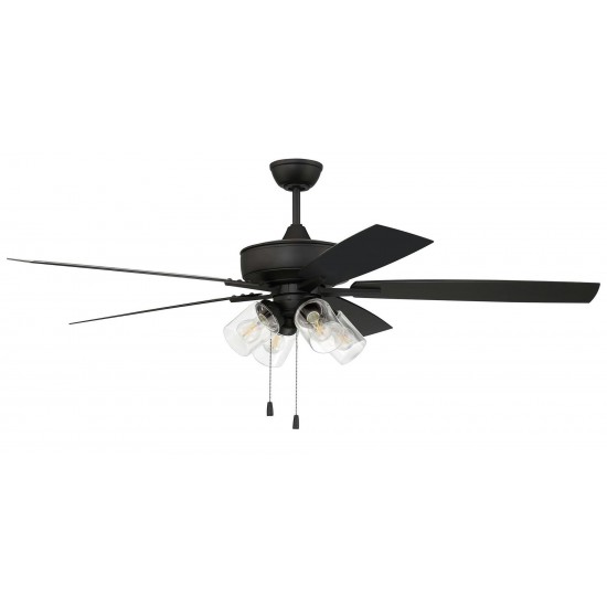 60" Outdoor Super Pro Fan with 4 Light Kit Clear Glass and Blades in Flat Black