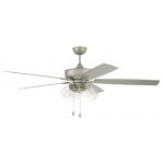 60" Outdoor Super Pro Fan w/ 4 Light Kit Clear Glass & Blades in Painted Nickel