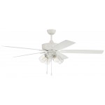 60" Outdoor Super Pro Fan wit4 4 Light Kit Clear Glass and Blades in White