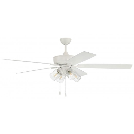 60" Outdoor Super Pro Fan wit4 4 Light Kit Clear Glass and Blades in White