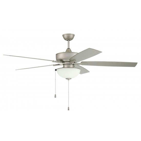 60" Outdoor Super Pro Fan with Bowl Light Kit Frosted Glass and Blades in PN