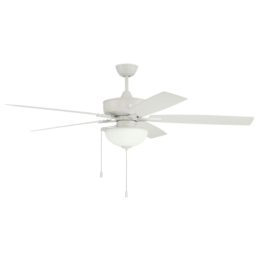 60" Outdoor Super Pro Fan with Bowl Light Kit Frosted Glass and Blades in White