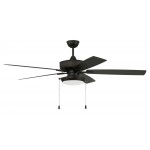 60" Outdoor Super Pro Fan w/ Disk Light Kit Frosted Glass & Blades in Flat Black