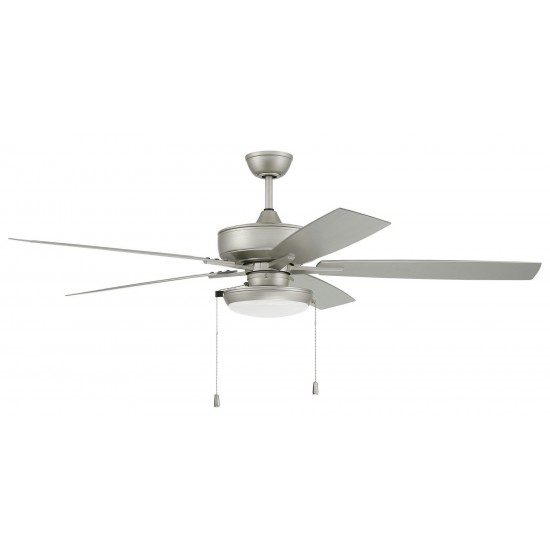 60" Outdoor Super Pro Fan w/ Disk Light Kit Frosted Glass & Blades Nickel