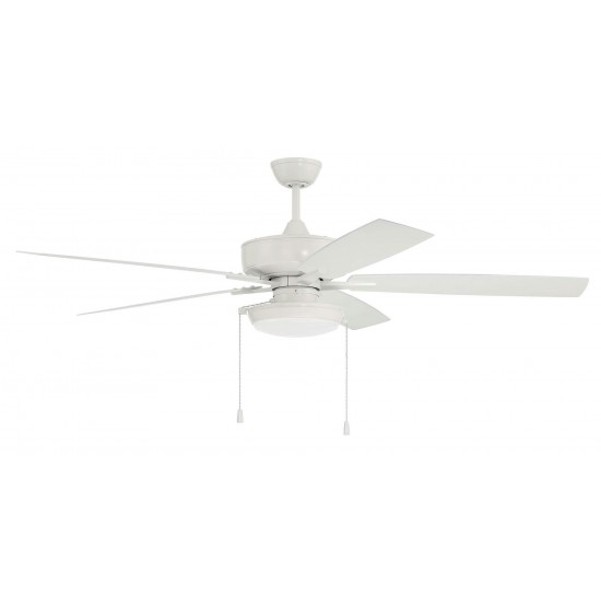 60" Outdoor Super Pro Fan with Disk Light Kit Clear Glass and Blades in White