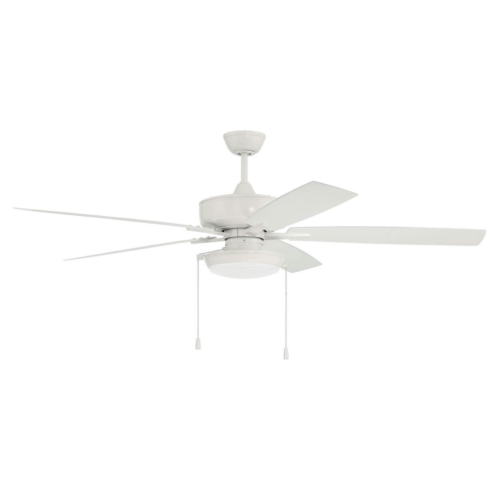 60" Outdoor Super Pro Fan with Disk Light Kit Clear Glass and Blades in White