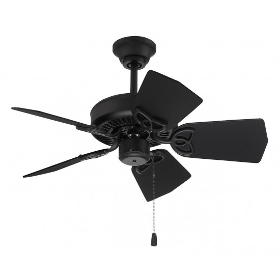 30" Piccolo Ceiling Fan in Flat Black with reversible blades included