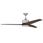 60" Mobi Ceiling Fan Chrome w/ custom walnut blades, remote & LED Light included