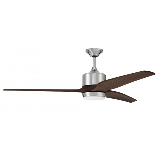 60" Mobi Ceiling Fan Chrome w/ custom walnut blades, remote & LED Light included
