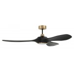 60" Envy Fan black/Satin Brass, black Finish Blades, light kit Included