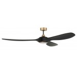 84" Envy Fan black/Satin Brass, black Finish Blades, light kit included