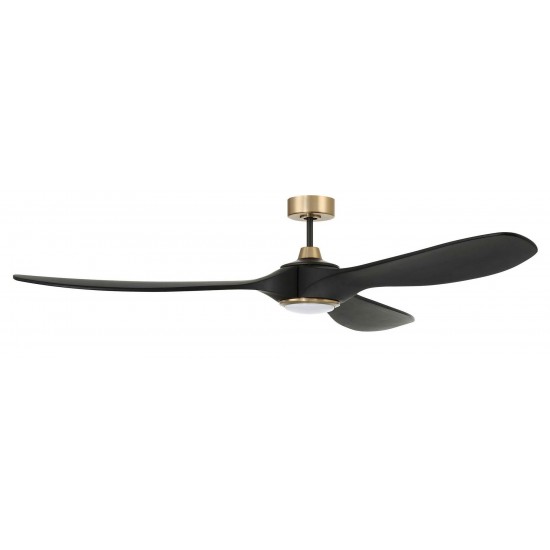 84" Envy Fan black/Satin Brass, black Finish Blades, light kit included