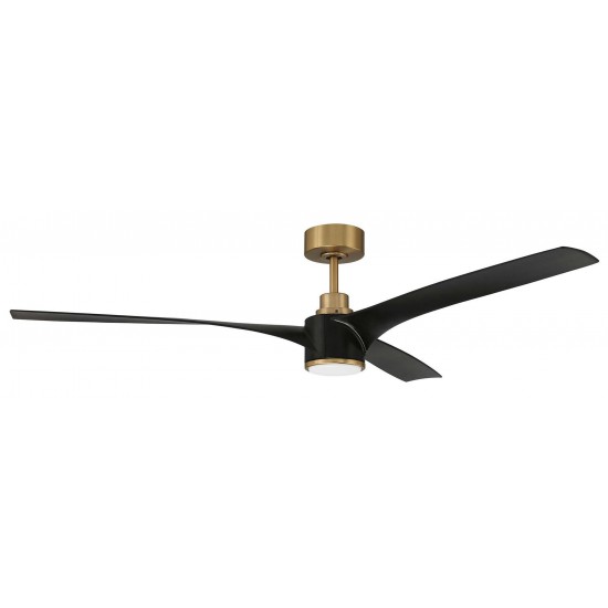 60" Phoebe, Satin Brass Finish, Flat Black Blades Included, Light kit Included