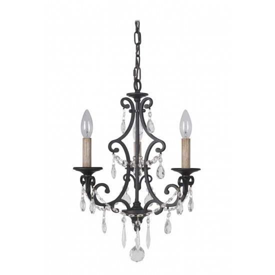 Bentley 3 Light Chandelier in Matte Black