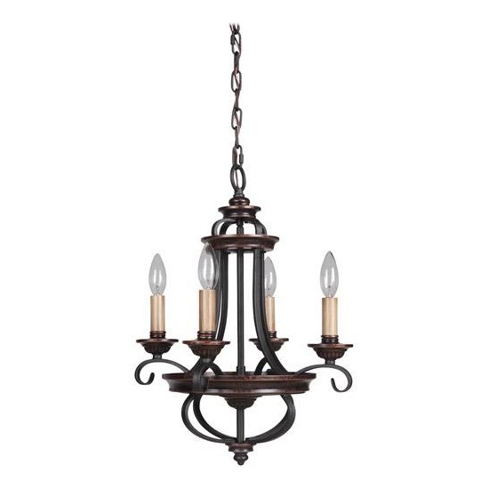 Stafford 4 Light Chandelier in Aged Bronze/Textured Black