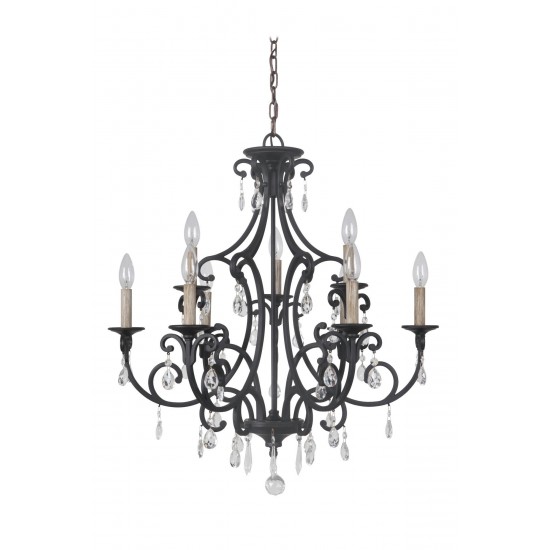 Bentley 9 Light Chandelier in Matte Black