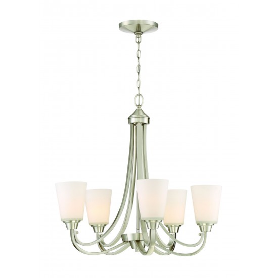 Grace 5 Light Chandelier in Brushed Polished Nickel, 41925-BNK