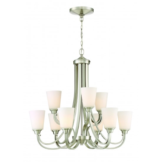 Grace 9 Light Chandelier in Brushed Polished Nickel, 41929-BNK