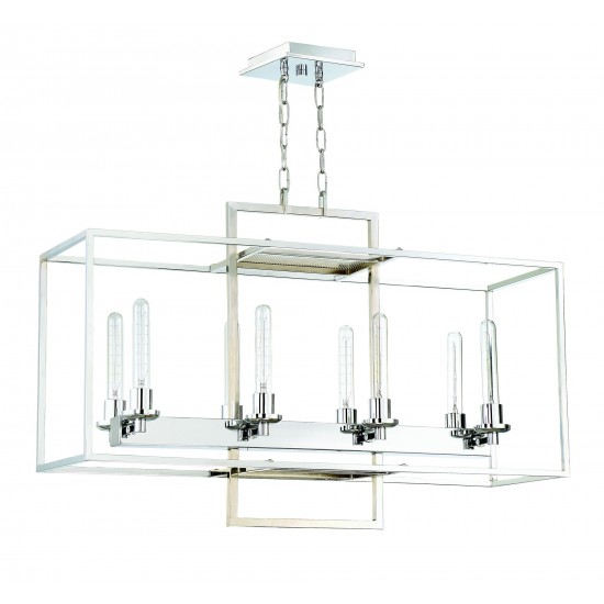 Cubic 8 Light Linear Chandelier in Chrome