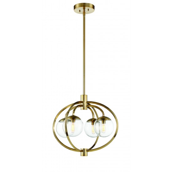 Piltz 4 Light Chandelier in Satin Brass