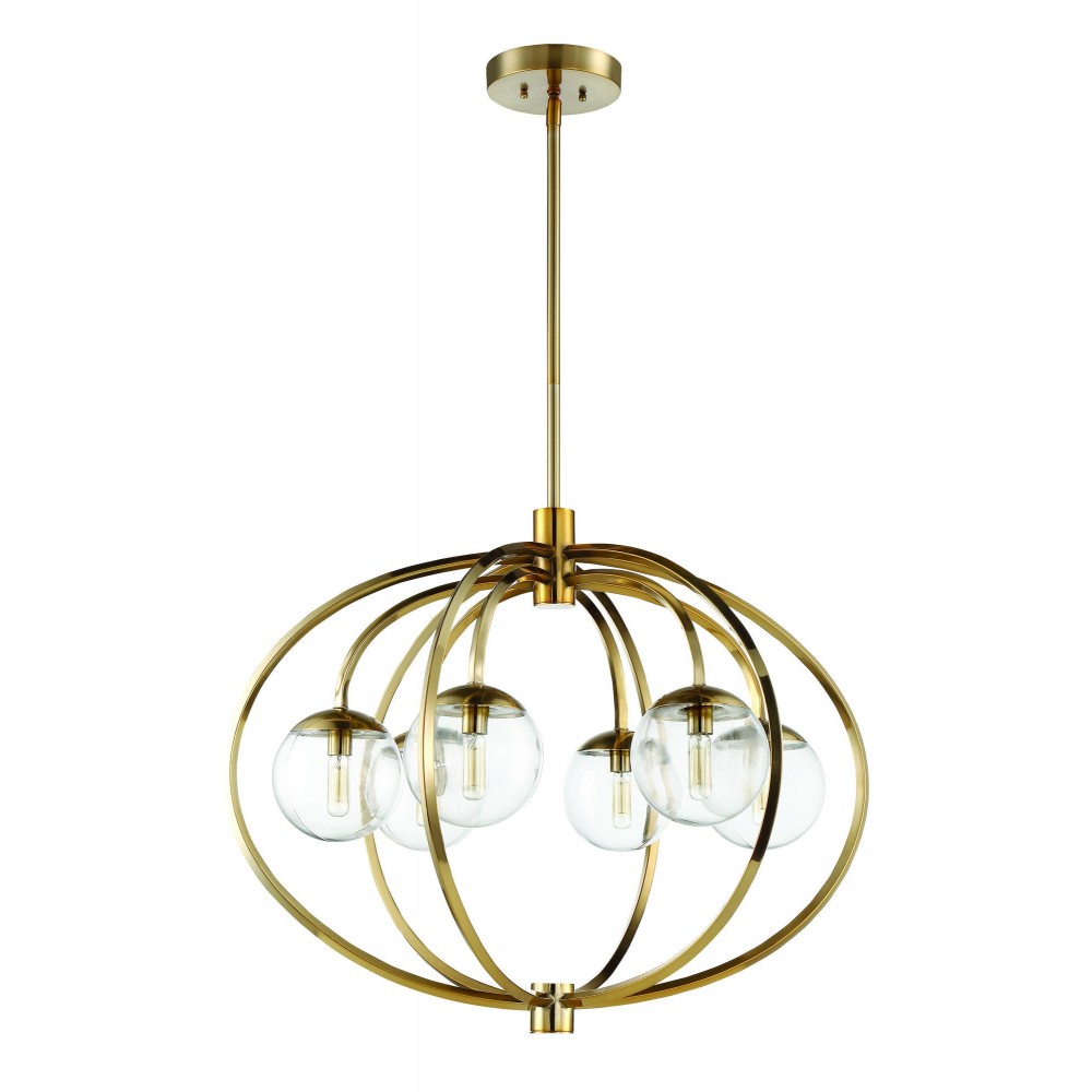 Piltz 6 Light Chandelier in Satin Brass