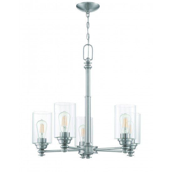 Dardyn Chandelier 5 Light Brushed Polished Nickel, 49825-BNK-C