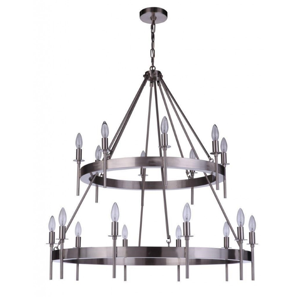 Larrson Chandelier 18 Light, Brushed Polished Nickel