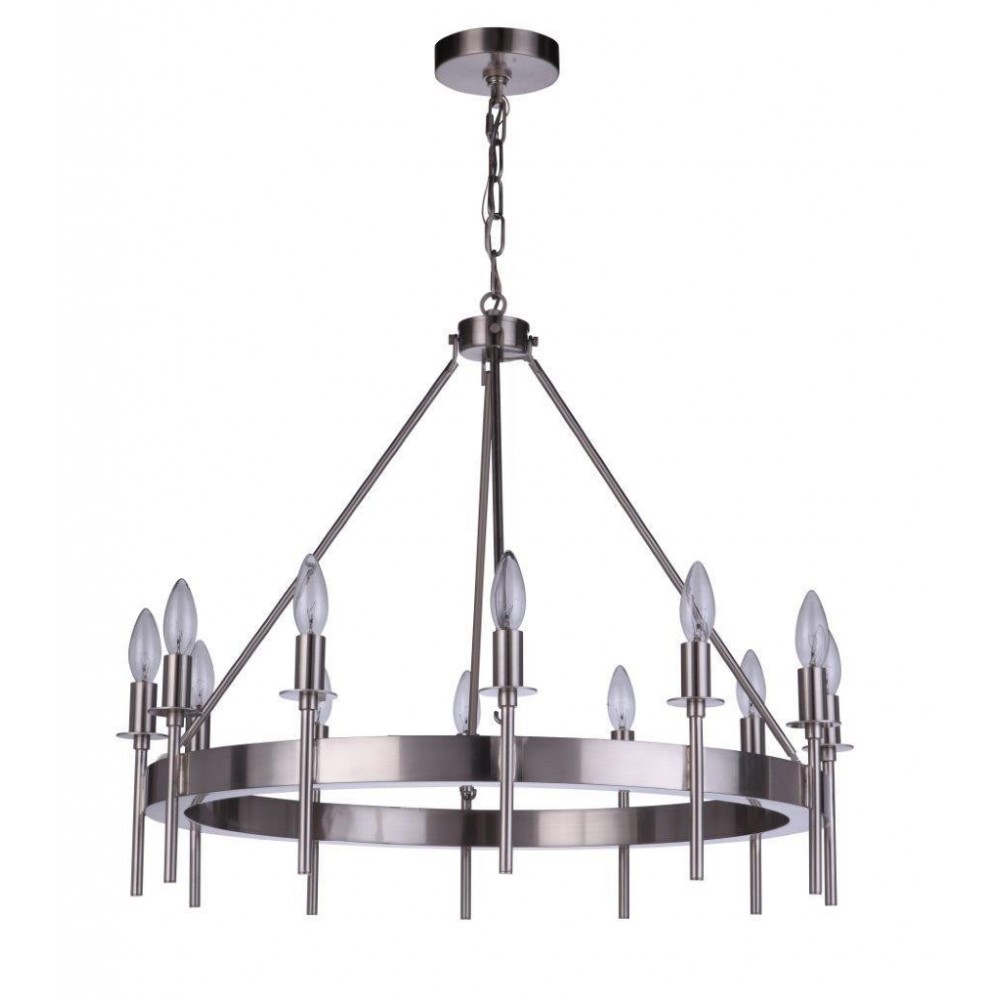 Larrson Chandelier 12 Light, Brushed Polished Nickel