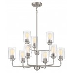 Stowe Chandelier 9 Light, Brushed Polished Nickel