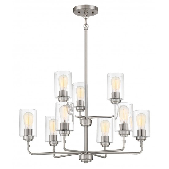 Stowe Chandelier 9 Light, Brushed Polished Nickel