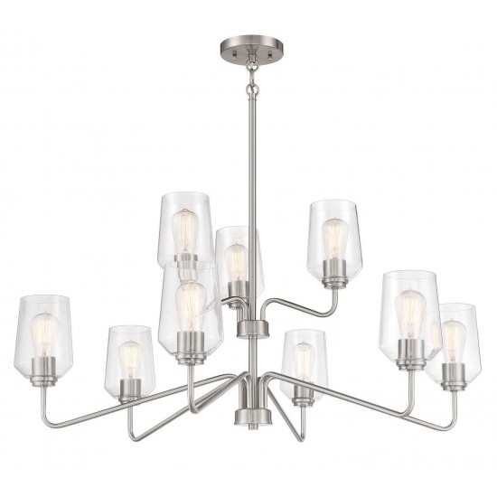 Shayna Chandelier 9 Light, Brushed Polished Nickel