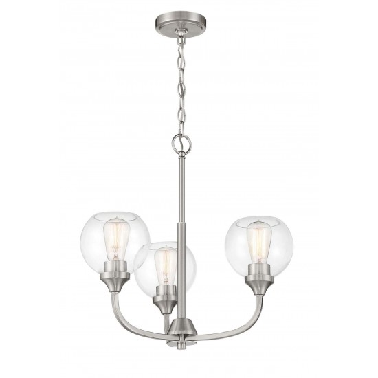 Glenda Chandelier 3 Light, Brushed Polished Nickel