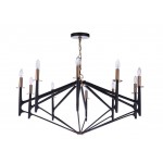 The Reserve Chandelier 10 Light Flat Black / Satin Brass