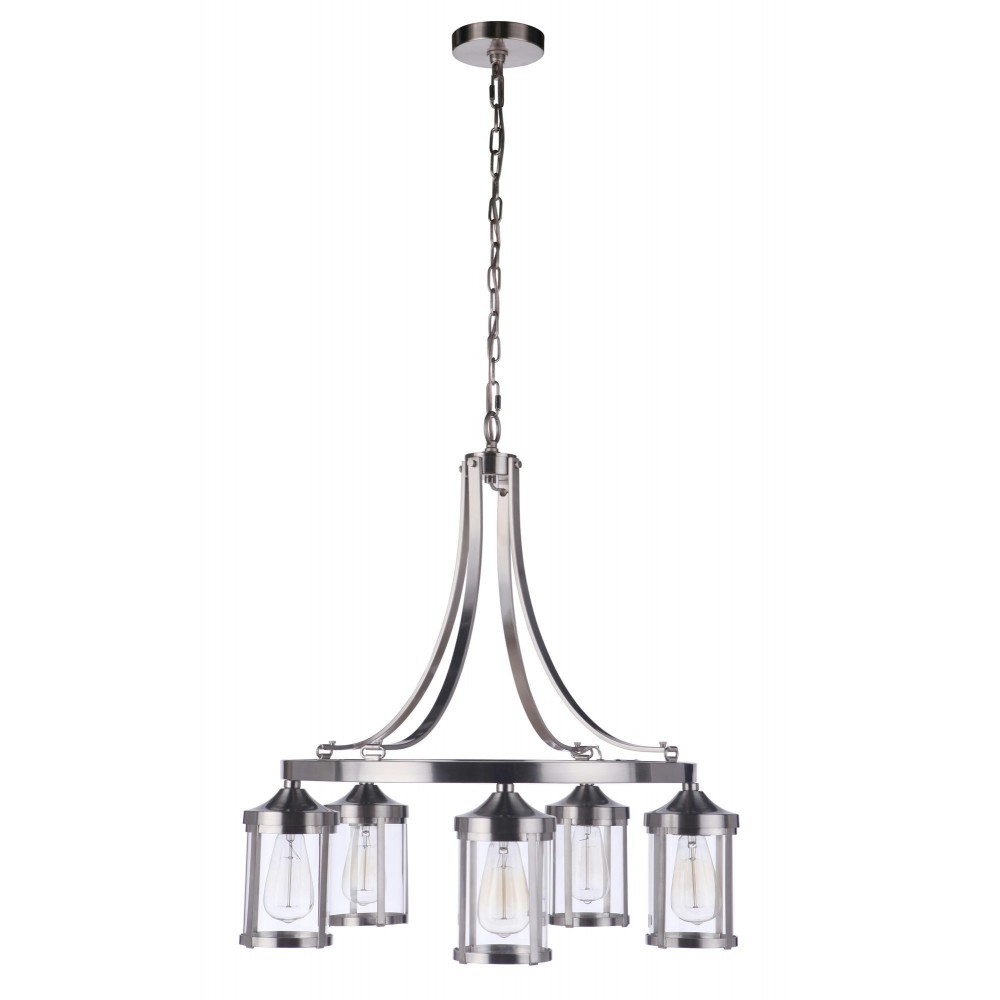 Elliot Chandelier 5 Light, Brushed Polished Nickel