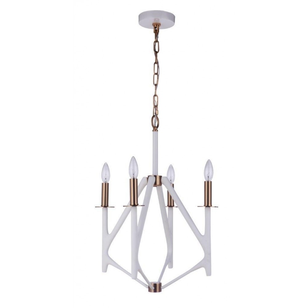 The Reserve 4 Light Foyer Pendant in Matte White/Satin Brass