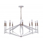 The Reserve 10 Light Chandelier - Matte White/ Satin Brass