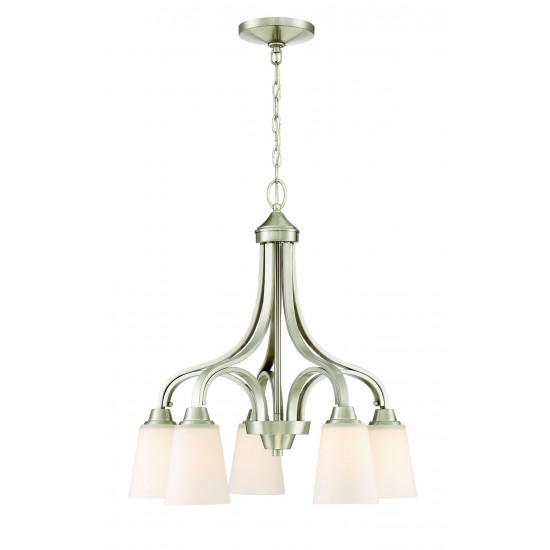 Grace 5 Light Down Chandelier in Brushed Polished Nickel, 41915-BNK