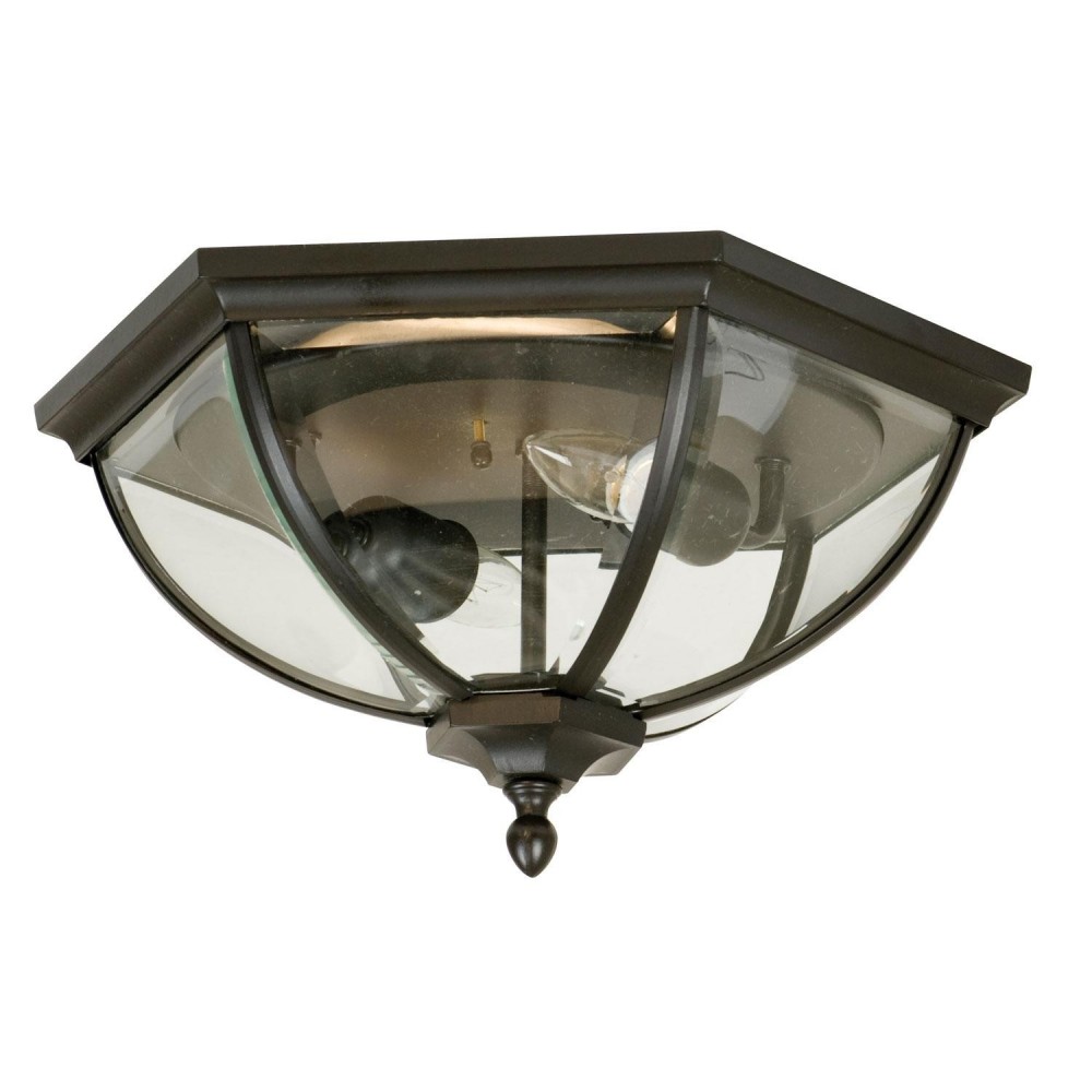 Britannia 2 Light Flushmount in Oiled Bronze with Clear Beveled Glass