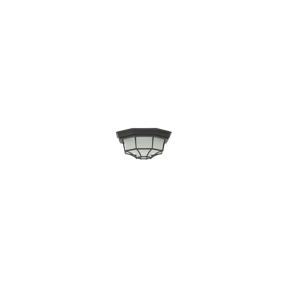 Bulkhead 1 Light Small Flushmount in Matte Black with Frosted Glass