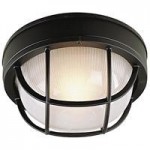 Bulkhead 1 Light S Flushmount Matte Black w/ Frosted Halophane Glass, Z394-TB