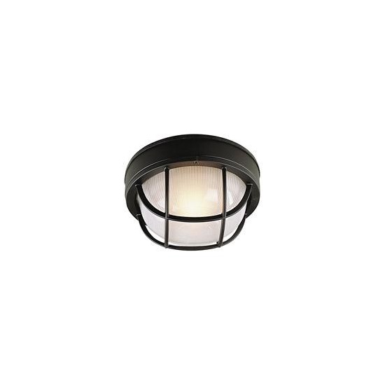 Bulkhead 1 Light S Flushmount Matte Black w/ Frosted Halophane Glass, Z394-TB