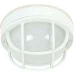 Bulkhead 1 Light Large Flushmount in Matte White with Frosted Halophane Glass