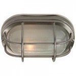 Bulkhead 1 Light Small Flushmount in Stainless Steel w/ Frosted Halophane Glass