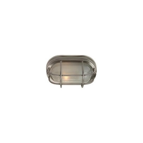Bulkhead 1 Light Small Flushmount in Stainless Steel w/ Frosted Halophane Glass