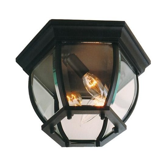 Bent Glass 3 Light Flushmount in Matte Black with Clear Beveled Glass