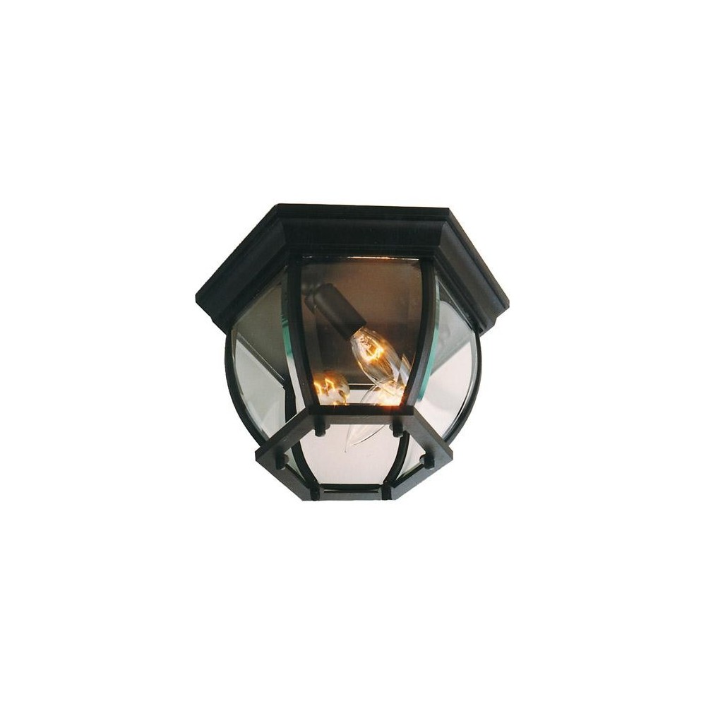 Bent Glass 3 Light Flushmount in Matte Black with Clear Beveled Glass