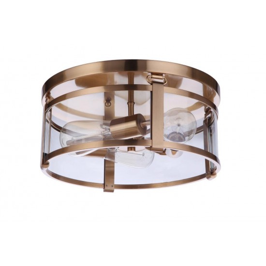 Elliot Flushmount 3 Light, Satin Brass