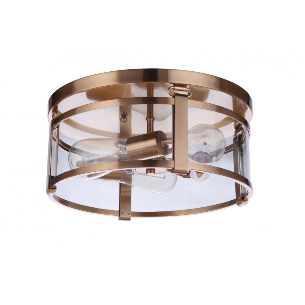 Elliot Flushmount 3 Light, Satin Brass