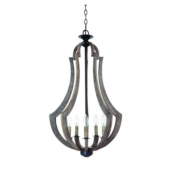 Winton 5 Light Foyer in Weathered Pine/Bronze